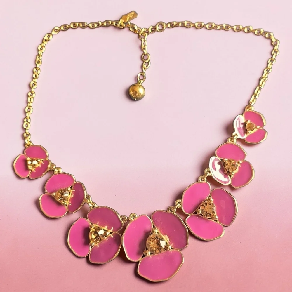 Kate Spade Pink and Gold Floral Necklace
